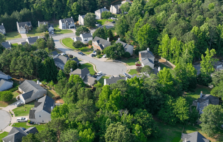 arial view of a sugar hill ga neighborhood